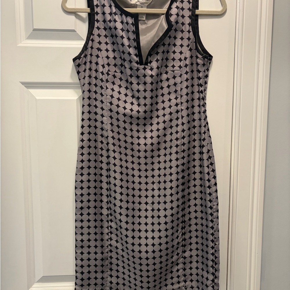 Vertigo Paris Navy and Grey 100% Silk Dress